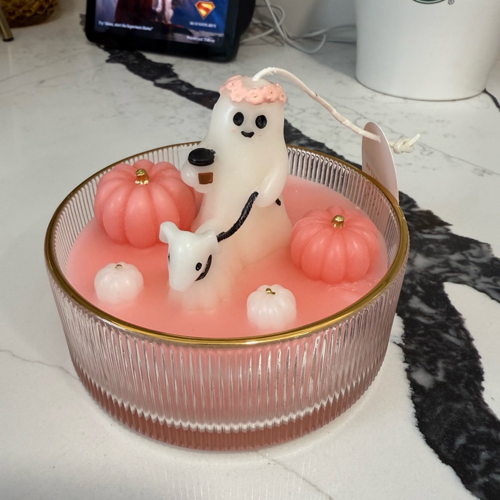 Ghost and Pumpkins Candle Bowl